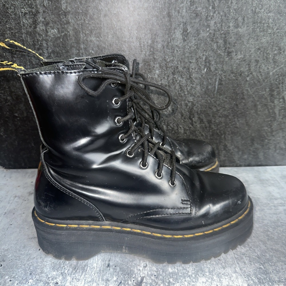 Dr. Martens Jadon Smooth Leather Platform Boots Black Mens 8 Womens 9 Side Zip